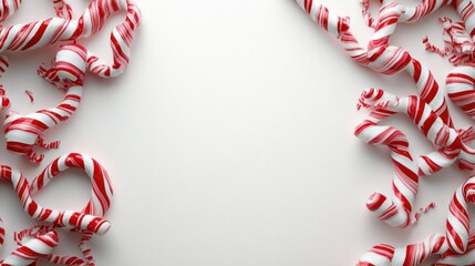 Red and white candy canes frame a white background, creating a f