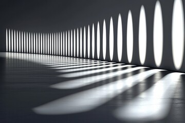 Wall Mural - a minimalist interior space showcasing an artistic play of light and shadows created by oval shapes 