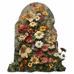 Canvas Print - Flower Collage gravestone pattern flower asteraceae.