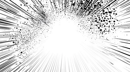 Wall Mural - Abstract black and white radial lines and dots pattern background.