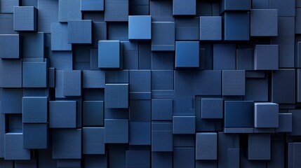 Wall Mural - database migration, 3d blocks, abstract render, dark navy, dark blue 