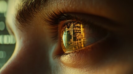 Concept of a young man reading code in the future
