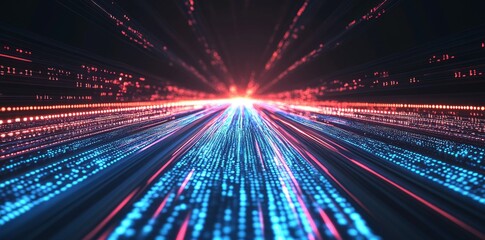 Abstract digital binary data on a computer screen in 2D