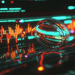 Wall Mural - finance digital market graph with diagram. innovation hud graphic concept.