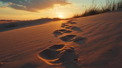 Natural Footprints Left Behind on a Sand Dune - A Beautiful Nature Scene