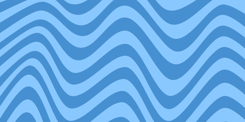 Poster - Abstract horizontal monochrome background with dynamic waves. Trendy vector illustration in style retro 60s, 70s. Blue colors	