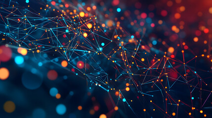 Cyber network, data flow, open source. 3D illustration of digital hi-tech particles