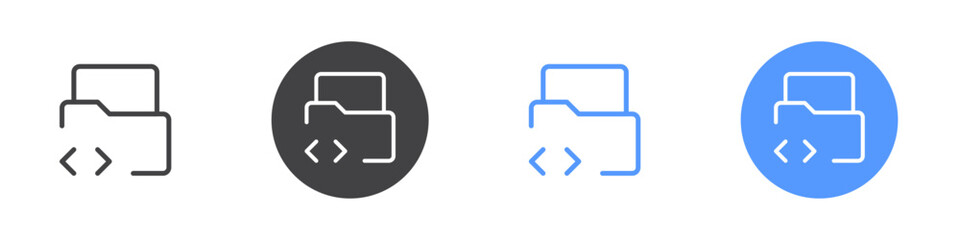 Folder code icon Thin outline art symbol