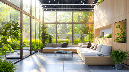 Wall Mural - Modern Sunlit Indoor Space with Green Plants