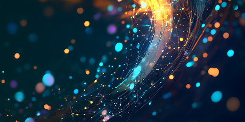 Wall Mural - big data concept. digital neural network. introduction of artificial intelligence. cyberspace of fut