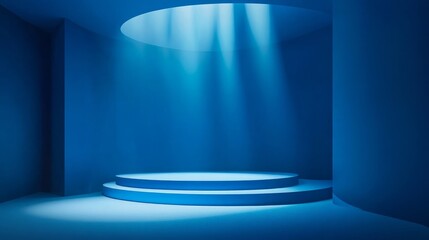 Wall Mural - blue gradient abstract background of an empty room with a spotlight on stage a 3d rendering that hig