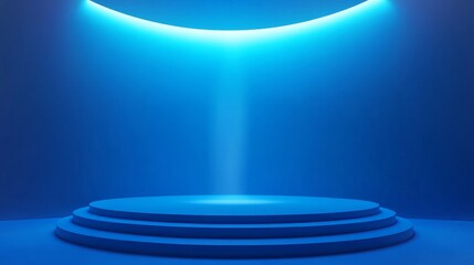 Wall Mural - blue gradient abstract background of an empty room with a spotlight on stage a 3d rendering that hig
