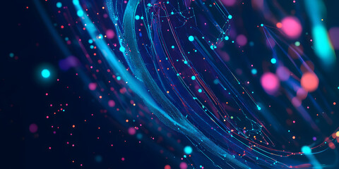 Wall Mural - big data concept. digital neural network. introduction of artificial intelligence. cyberspace of fut