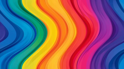 Wall Mural - Colorful wavy pattern with vibrant rainbow stripes on a smooth background.