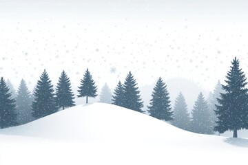 Canvas Print - A snowy landscape with many pine trees covered in snow background outdoors nature.