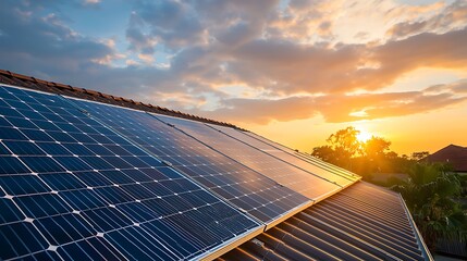 Poster - Solar Panels Being Installed on Rooftop for Clean Energy Project