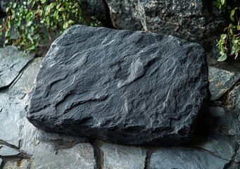 black stone , isolated on white background,  , copy space for text,