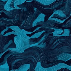 Wall Mural - Abstract Blue Waves Background - Modern Digital Art Pattern