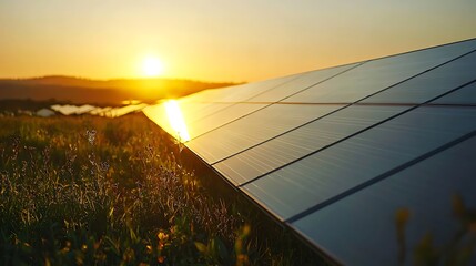 Aufkleber - Solar Farm with Panels Reflecting Sun Producing Clean Renewable Energy