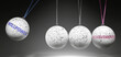© GoodIdeas - Willpower and Achievements - cause and effect relationship. A Newton cradle metaphor showing how willpower results in achievements. It initiates achievements. ,3d illustration