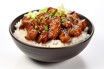 Canvas Print - Chicken teriyaki rice bowl sesame food vegetable.