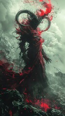 Wall Mural - Dark Fantasy Creature: A Haunting Digital Art