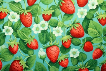 Wall Mural - Strawberries backgrounds strawberry pattern.