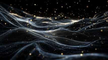 Aufkleber - A mesmerizing scene of swirling waves illuminated by sparkling particles against a dark backdrop, evoking a sense of depth and cosmic beauty.