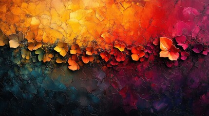 Poster - Vibrant abstract artwork with colorful floral elements.