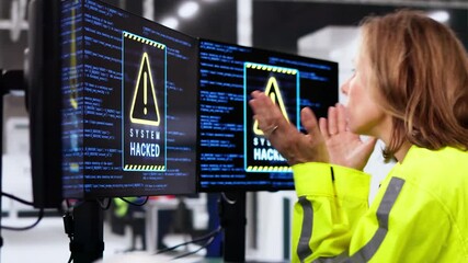 Poster - Shocked Engineer In Automated Semiconductor Factory During Ransomware