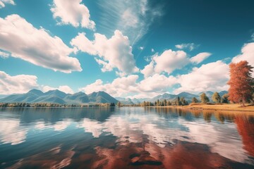 Canvas Print - Lake sky landscape outdoors.