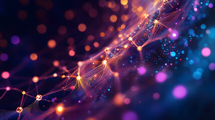 Wall Mural - big data concept. digital neural network. introduction of artificial intelligence. cyberspace of fut