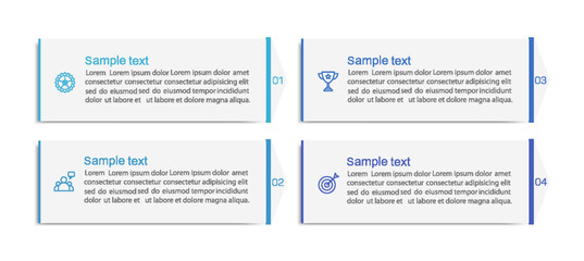 Business infographic design template with 4 options, steps or processes. Can be used for workflow layout, diagram, annual report, web design