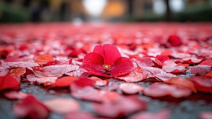 Poster - Red Flower on a Bed of Petals