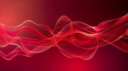 Canvas Print - Dynamic Crimson Waves Flowing Across Vibrant Abstract Background