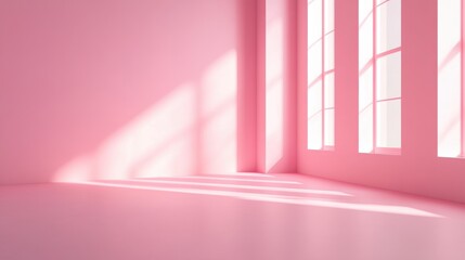 Wall Mural - Minimalist  flat room, smooth pastel pink background