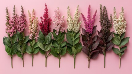 Canvas Print - Pink and Red Flower Bouquet on Pink Background