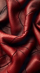 Canvas Print - Red Leather Texture: Close-up Photography of a Rich Material