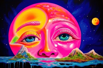 Wall Mural - moon painting purple astronomy.