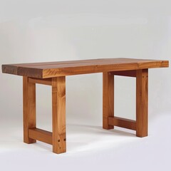 Poster - Wooden modern Table on white background. 