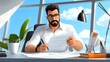 © STK - Businessman Working at Desk with Papers   Office Interior   Modern Workplace   Business Co