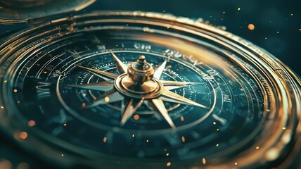 A close-up of an antique compass, showcasing intricate details and a timeless design that evokes adventure and exploration.