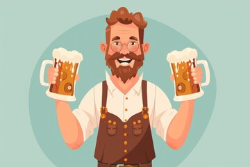 Poster - A person enjoying two cups of beer