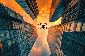 Poster - A commercial airliner soaring through the clouds with a clear blue sky background, ideal for travel or aviation-related uses