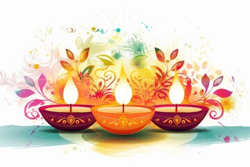 Wall Mural - Three colorful candles on a white background