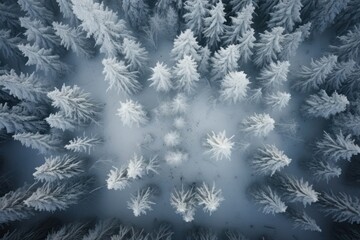 Wall Mural - Snow covered evergreen trees after a winter blizzard weather nature forest.