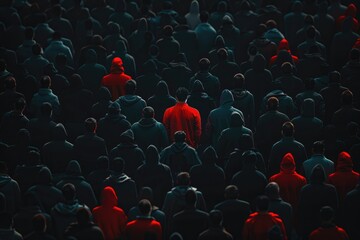 Canvas Print - Massive crowd assembled in dim lighting, potential event or meeting scene