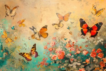 Poster - Butterflies painting art butterfly.