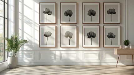 Poster - Modern interior with flower art and natural light.