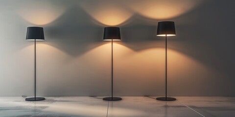 Poster - Close-up view of three floor lamps placed together, ideal for interior design or furniture arrangement inspiration